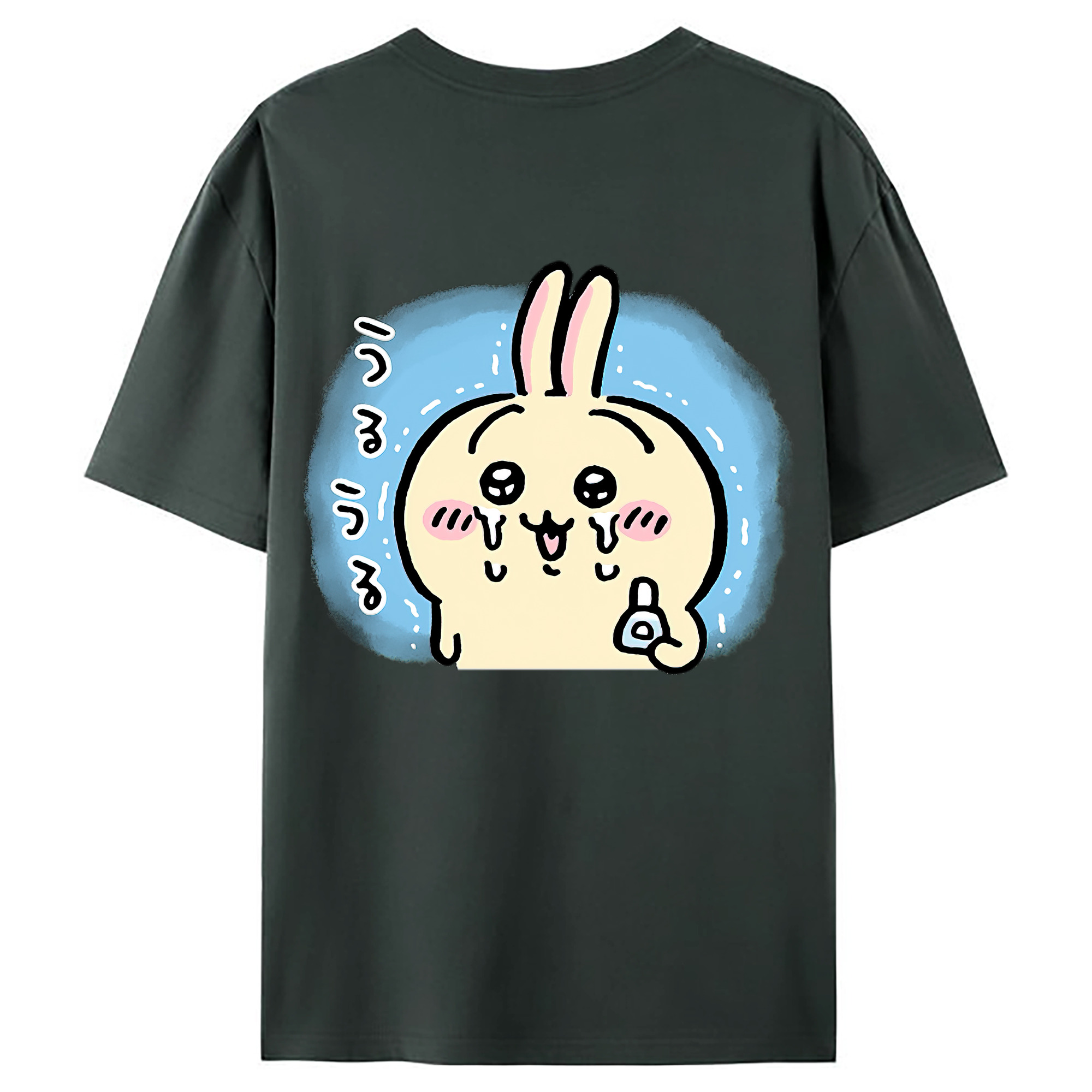 （画像用） ちいかわ うさぎ Chii-kawa usagi 綿100％ メンズ半袖Tシャツ（バックプリント） 通気性